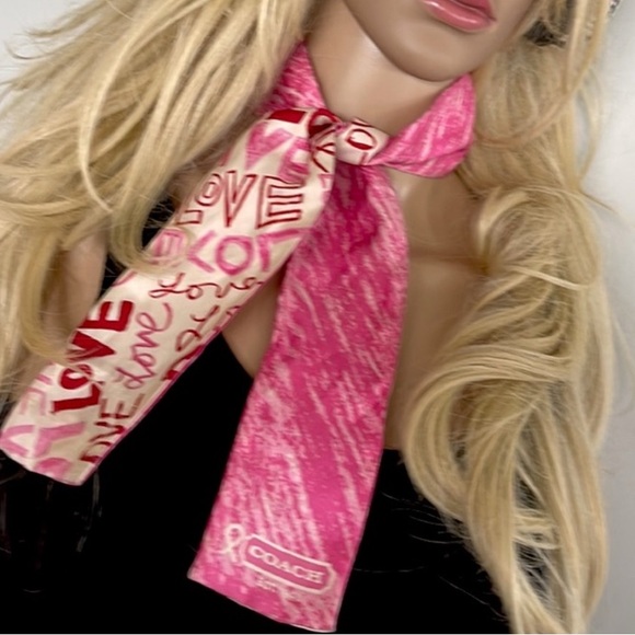 Authentic Coach Pink Love Headscarf. - Picture 4 of 13